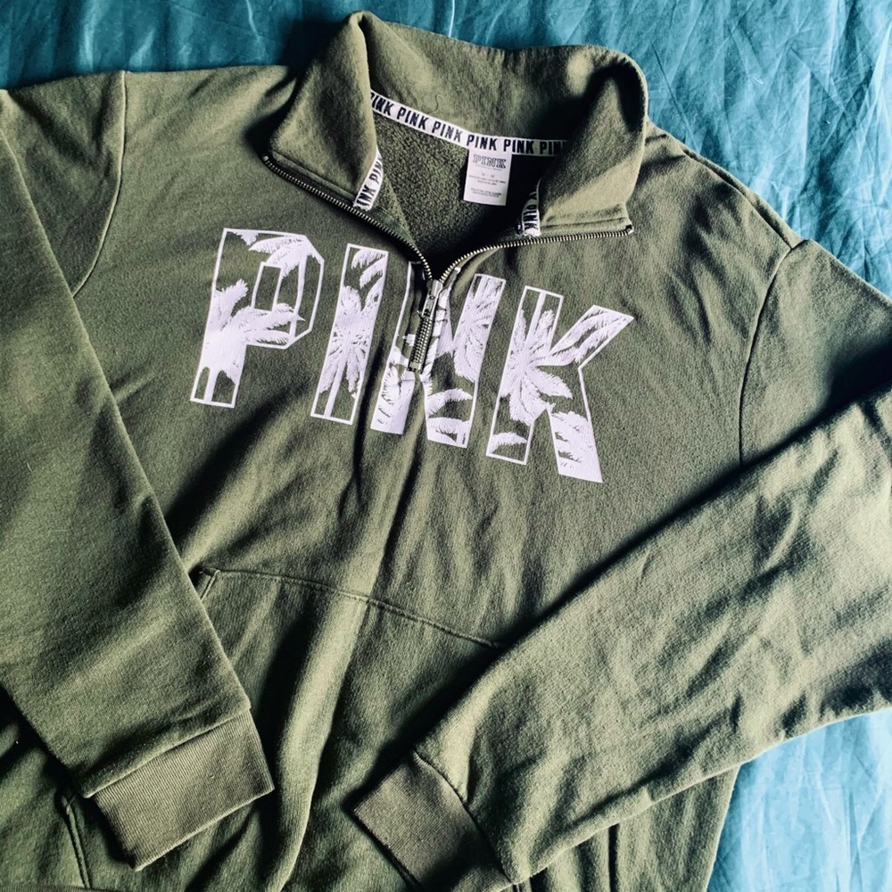 ⚡️PINK Green Hawaiian Print Half-Zip Pullover⚡️
